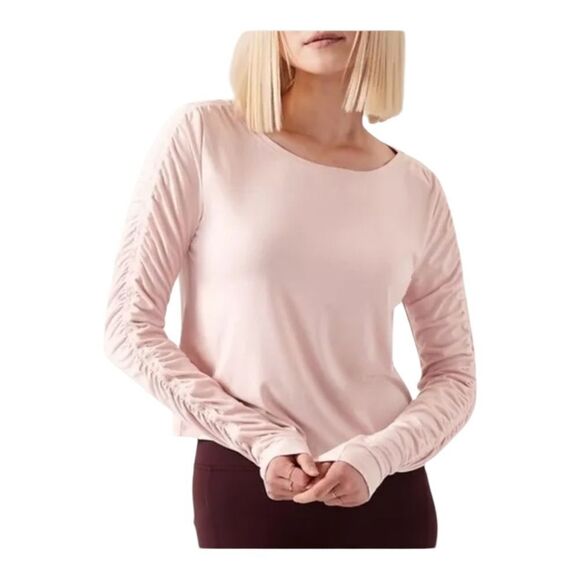 Athleta Plus Size All Around Ruched Top Long Sleeve Orchid Pink 3X NWOT - Picture 1 of 10